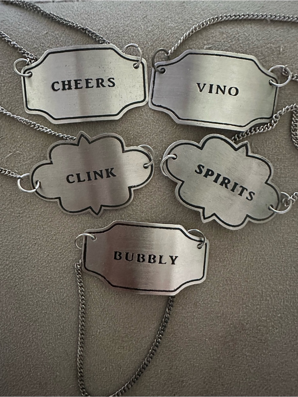 Silver 'Cheers' Engraved Wine Tag bottles - Brand